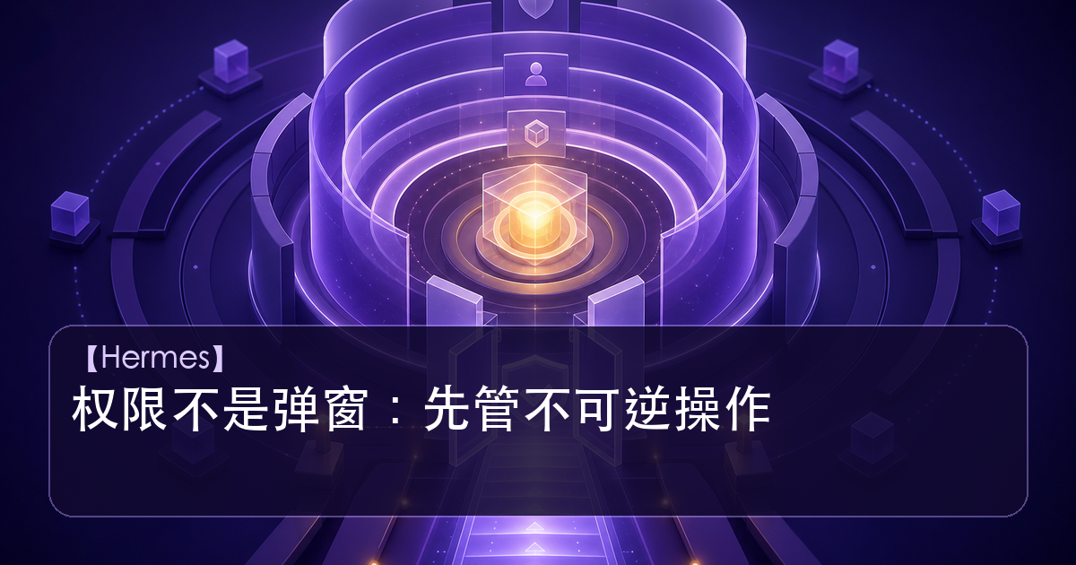 Hermes Agent 权限系统与不可逆操作治理示意图