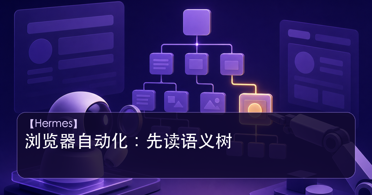Hermes Agent 浏览器语义树自动化示意图